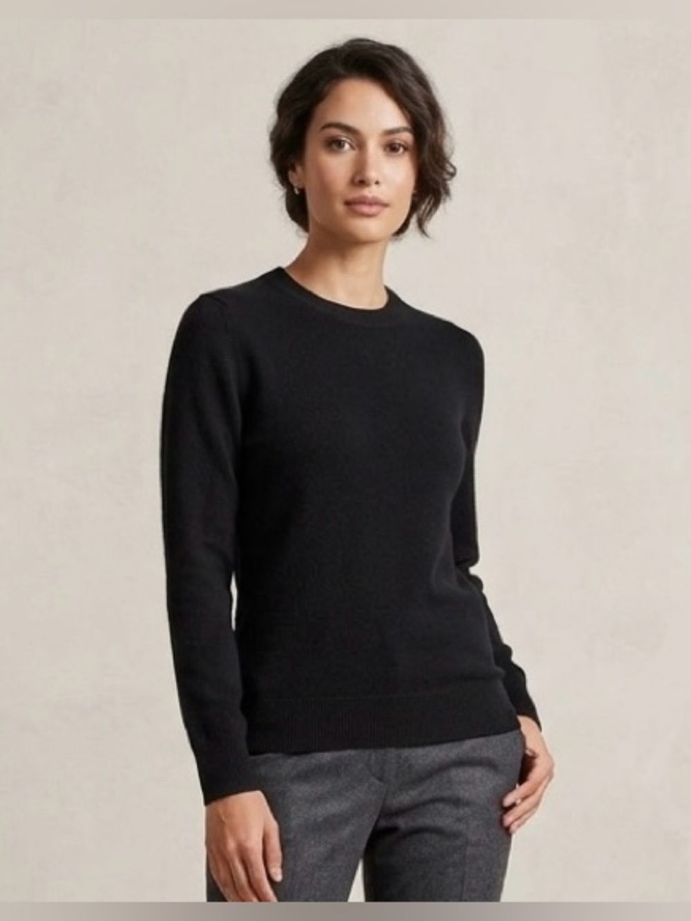MUJI Black Cotton Silk Crewneck Sweater Medium